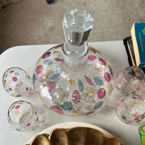 Colorful Polka Dot Glass Decanter Set